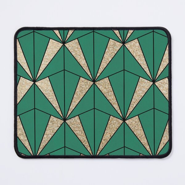 Item preview, Metallic mixed silver and gold Art Deco pattern with green background designed and sold by MLD112.