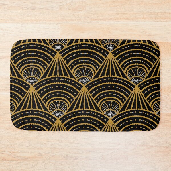Item preview, Gold and white art deco pattern with black background  designed and sold by MLD112.