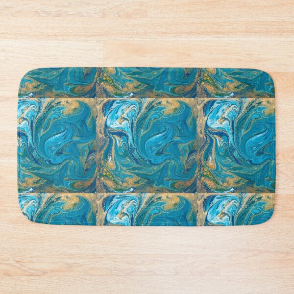 Item preview, Turquoise Blue & Gold Liquid Marble Painting  designed and sold by newburyboutique.