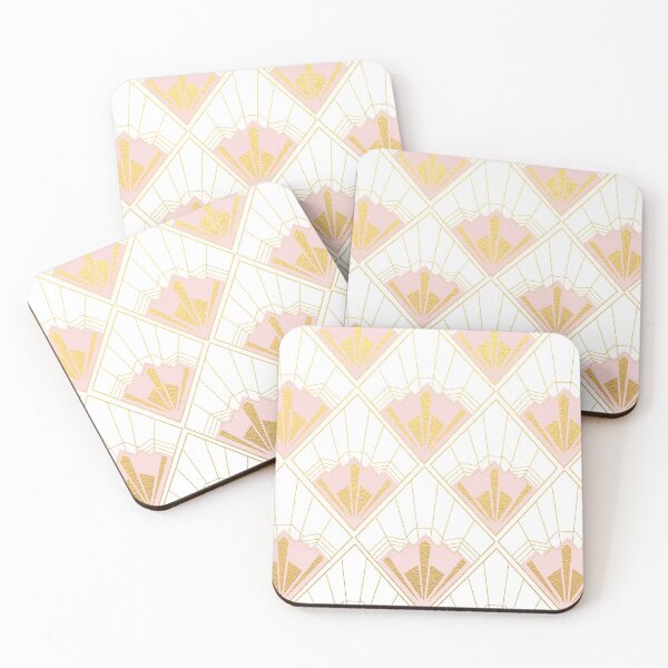 Item preview, Gold and pink art deco pattern with white background  designed and sold by MLD112.