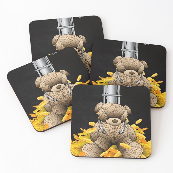 Item preview, teddy bear falling in gold coins designed and sold by cat poe.
