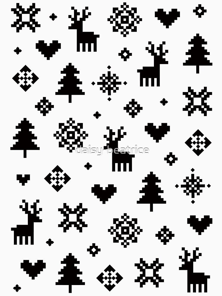 Thumbnail 7 of 7, Classic T-Shirt, Pixel Pattern - Winter Forest - Black and White designed and sold by daisy-beatrice.