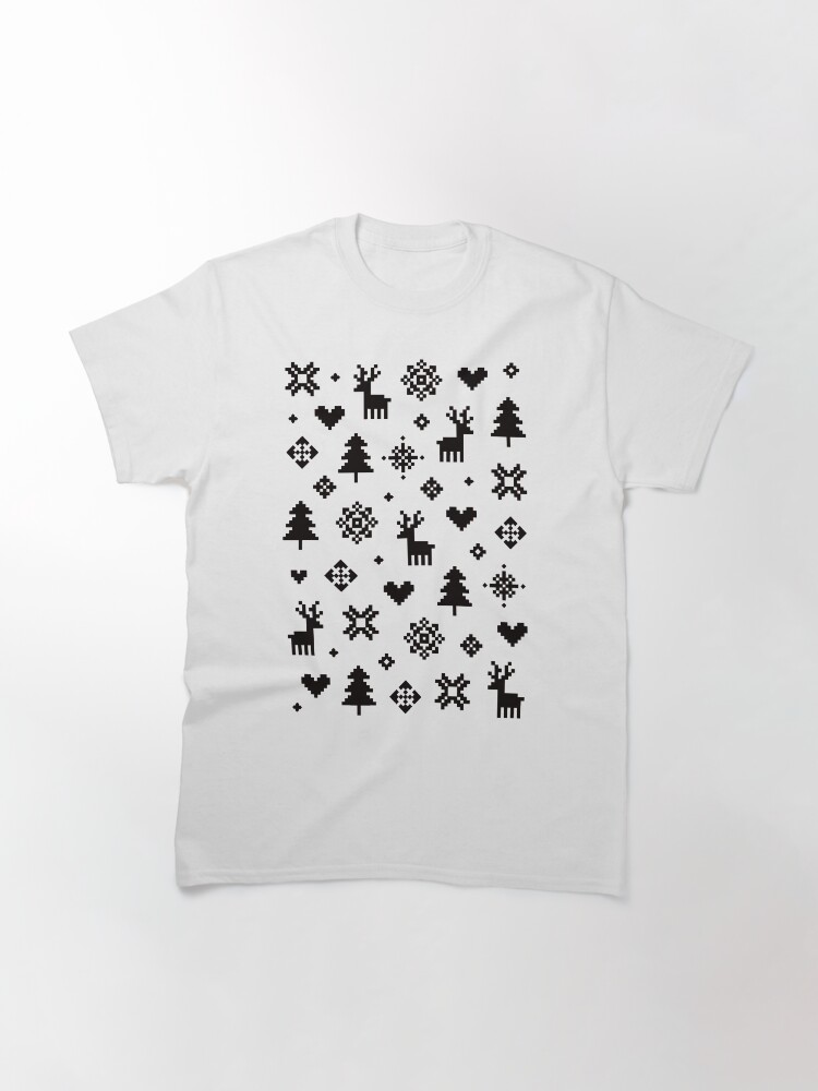 Thumbnail 3 of 7, Classic T-Shirt, Pixel Pattern - Winter Forest - Black and White designed and sold by daisy-beatrice.
