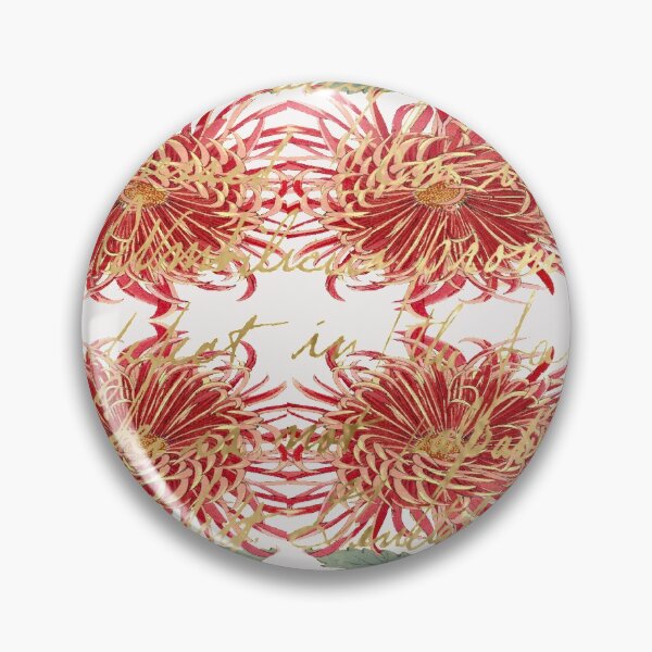 Item preview, Artsy Handwriting with Red Gold Chrysanthemum Keiko Hasegawa Pattern designed and sold by SeaChangeDesign.