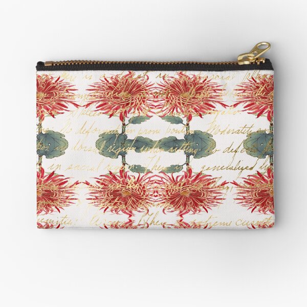 Item preview, Artsy Handwriting with Red Gold Chrysanthemum Keiko Hasegawa Pattern designed and sold by SeaChangeDesign.