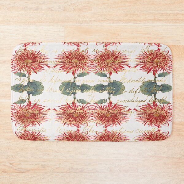 Item preview, Artsy Handwriting with Red Gold Chrysanthemum Keiko Hasegawa Pattern designed and sold by SeaChangeDesign.