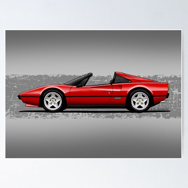 Ferrari 308 GTS/GTB Flat Illustration Poster for Sale by blackdogshop