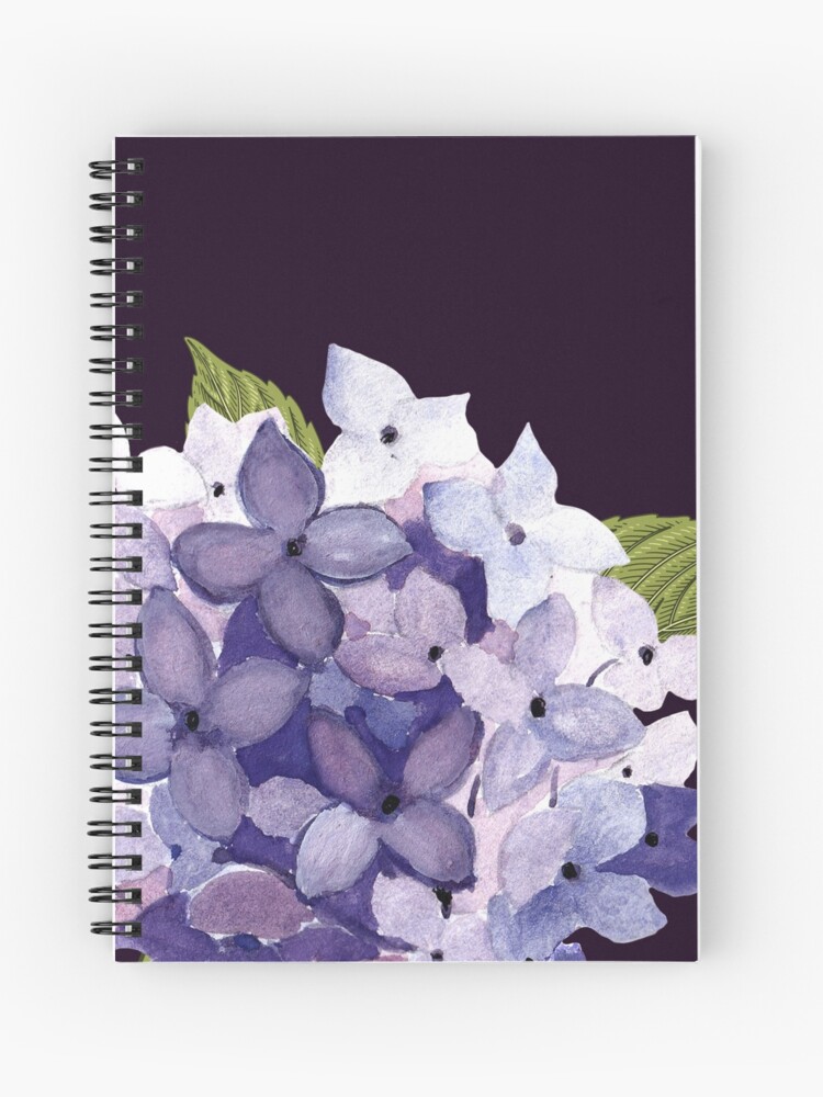 Cuaderno de espiral «Divertida flor de hortensia violeta púrpura con hoja  verde» de SaidDhaouadi | Redbubble