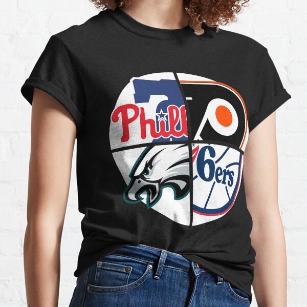 Philadelphia Eagles Philadelphia 76ers Philadelphia Phillies Philadelphia  Flyers Heart T-Shirt For Women - Personalized Gifts: Family, Sports