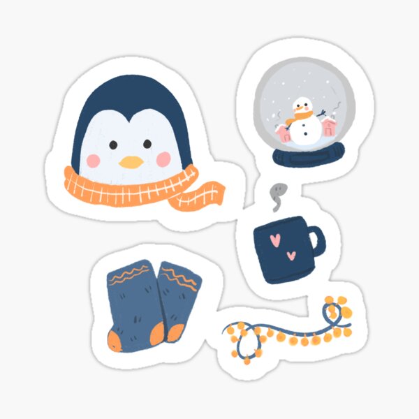 Cute little penguin in winter Stickers | Winter stickers Sticker