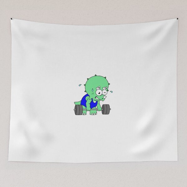 Item preview, Illustration of a Triceratops lifting weights. designed and sold by StocktrekImages.