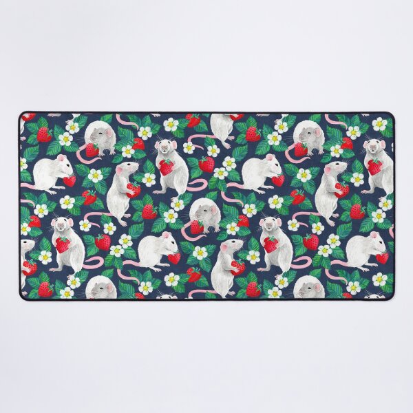 Item preview, Rats Love Strawberries on navy blue designed and sold by micklyn.