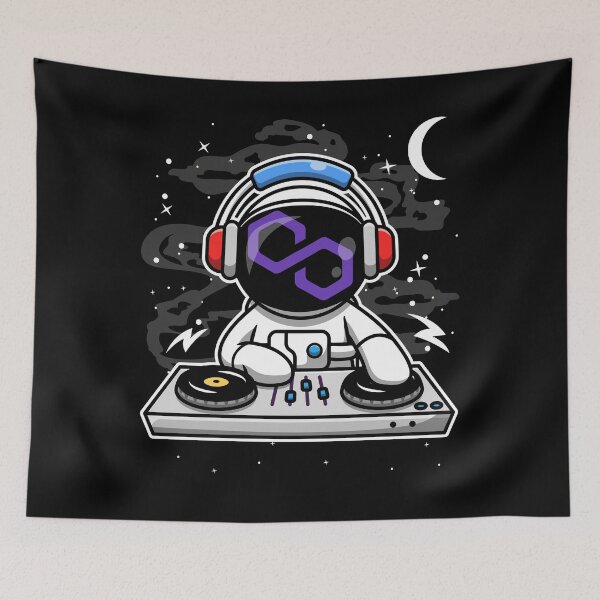 Item preview, Astronaut DJ Polygon Matic Coin To The Moon Crypto Token Cryptocurrency Blockchain Wallet HODL designed and sold by AriellaGross.