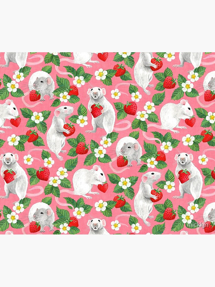 Rats Love Strawberries on vintage dark brown Wrapping Paper by micklyn