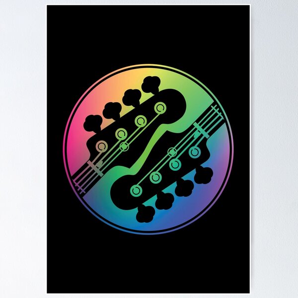 Item preview, Bass Guitar Headstock Circle Colorful Gradient Theme designed and sold by nightsworthy.