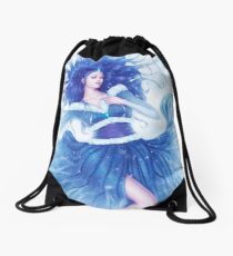 Blue Winter Drawstring Bag