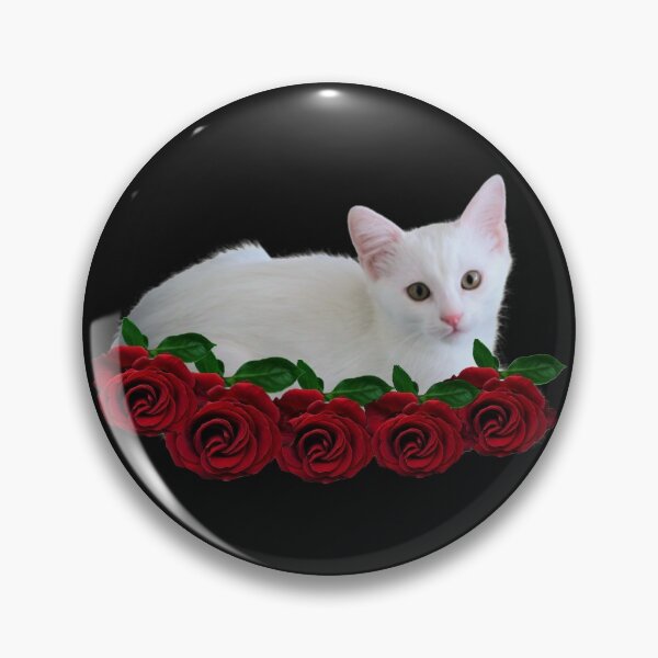 Item preview, White Cat With Flowers Cute Cat With Red Flowers  designed and sold by Hanaahashem.