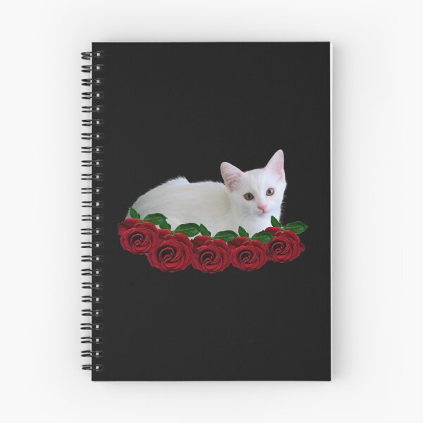 Item preview, White Cat With Flowers Cute Cat With Red Flowers  designed and sold by Hanaahashem.