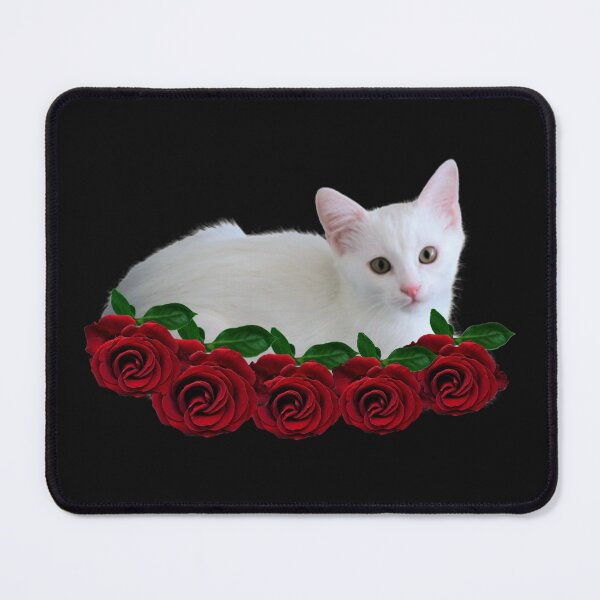 Item preview, White Cat With Flowers Cute Cat With Red Flowers designed and sold by Hanaahashem.