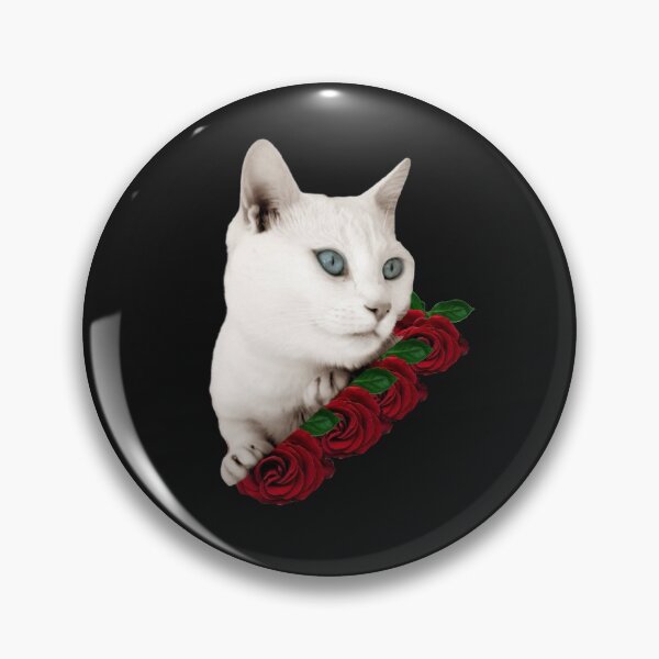 Item preview, White Cat With Flowers Cute Cat With Red Flowers  designed and sold by Hanaahashem.