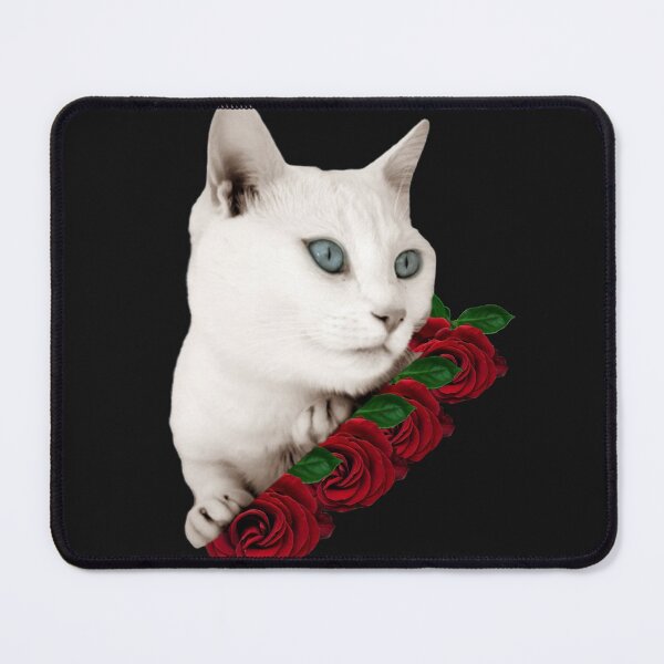 Item preview, White Cat With Flowers Cute Cat With Red Flowers designed and sold by Hanaahashem.