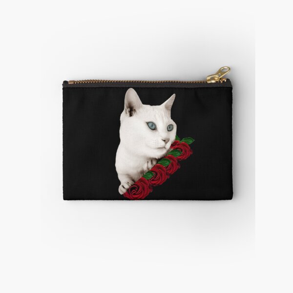 Item preview, White Cat With Flowers Cute Cat With Red Flowers designed and sold by Hanaahashem.