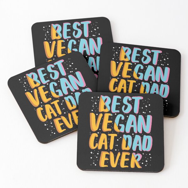 Item preview, Colorful Best Vegan Cat Dad Ever Typography Design designed and sold by amishacreates.
