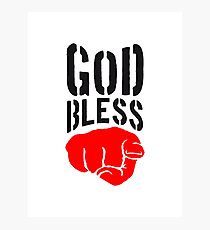 god bless you finger show hand funny god jesus logo design Photographic Print
