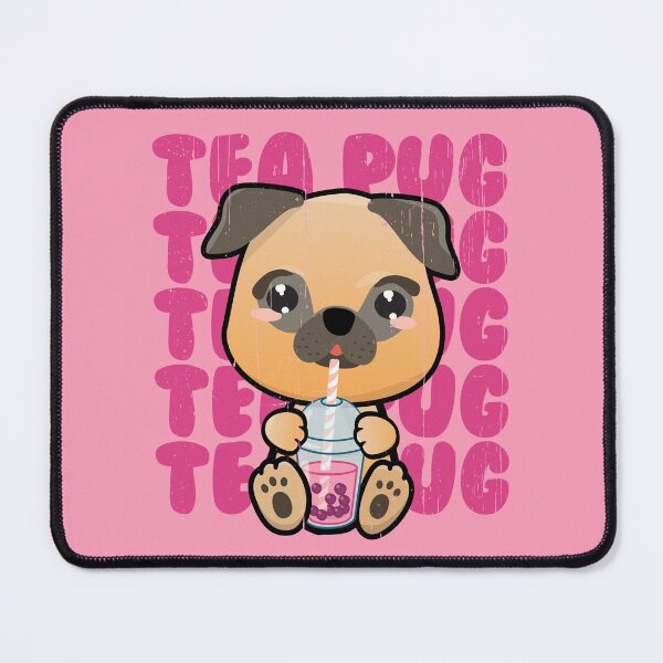 Item preview, Kawaii Pug Dog Drinking Bubble Tea designed and sold by Happy Puppy Print On Demand.