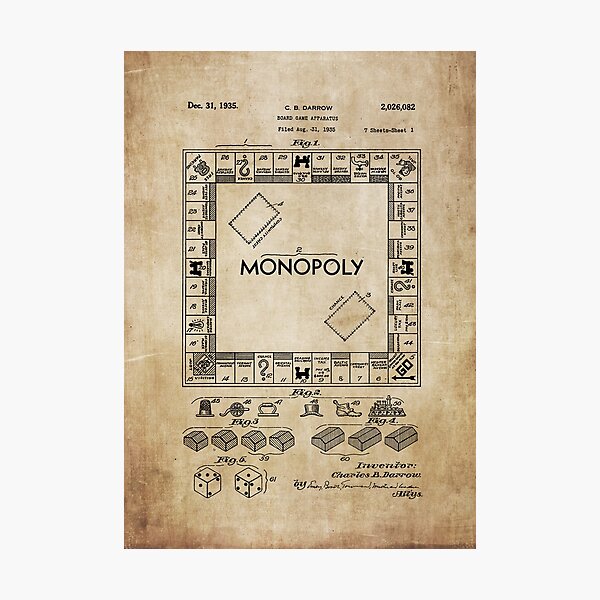 Item preview, Monopoly Patent Vintage print designed and sold by GamesDesigned.