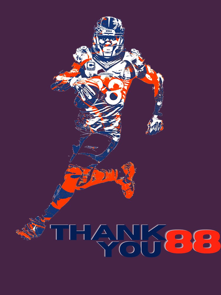 DEMARYIUS THOMAS 88 Tribute Navy Graphic Tee Football Short-Sleeve T-Shirt