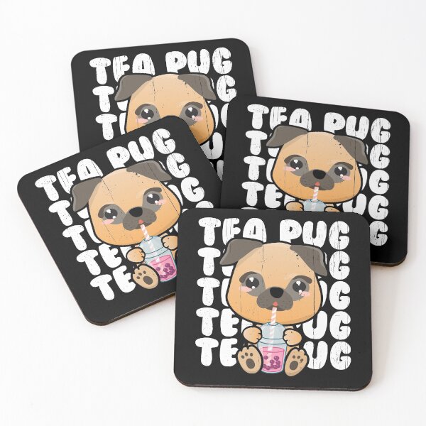 Item preview, Kawaii Pug Dog Drinking Bubble Tea designed and sold by Happy Puppy Print On Demand.