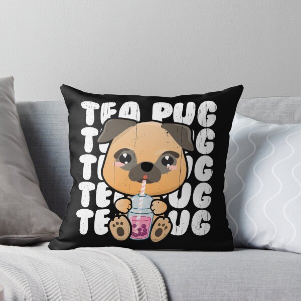 Item preview, Kawaii Pug Dog Drinking Bubble Tea designed and sold by Happy Puppy Print On Demand.