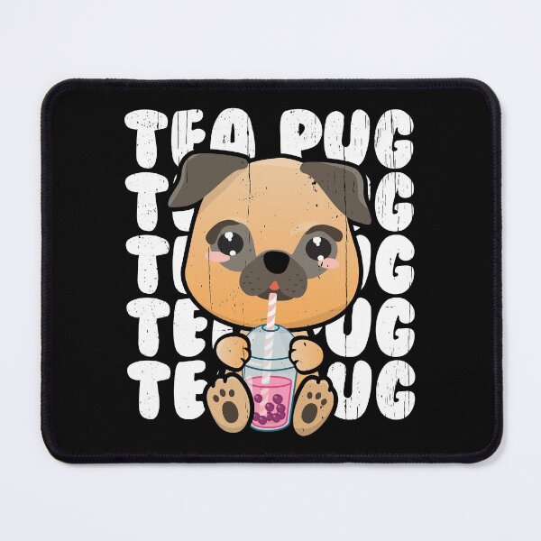 Item preview, Kawaii Pug Dog Drinking Bubble Tea designed and sold by Happy Puppy Print On Demand.