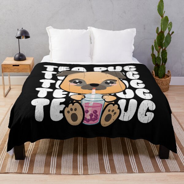 Item preview, Kawaii Pug Dog Drinking Bubble Tea designed and sold by Happy Puppy Print On Demand.