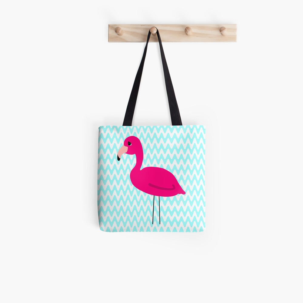 Pink Flamingo Teal Zig Zags Tote Bag