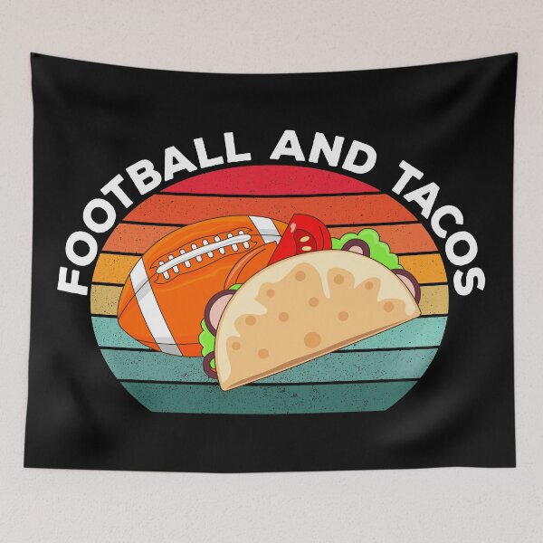 Item preview, American football and tacos lover gift, vintage text, football and mexican food, sports and food, taco pattern designed and sold by SGS-.