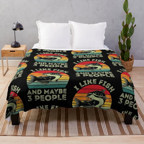Item preview, I Like Fish And Maybe 3 People Aquatic Vintage Retro Sunset designed and sold by GravitiTees.