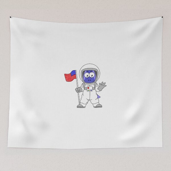Item preview, Illustration of a Parasaurolophus astronaut holding American Flag. designed and sold by StocktrekImages.