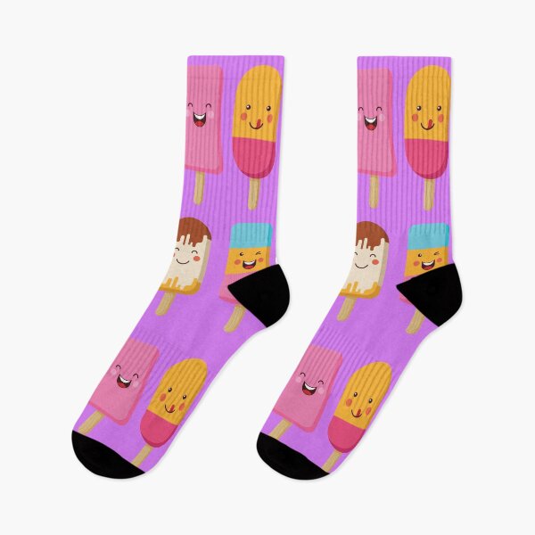 Item preview, Summer Popsicles Creamsicles Ice Cream Bars with Kawaii Faces - Analogous Heliotrope designed and sold by johnta17.