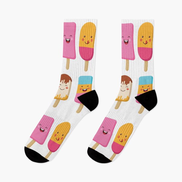 Item preview, Summer Popsicles Creamsicles Ice Cream Bars with Kawaii Faces - White designed and sold by johnta17.