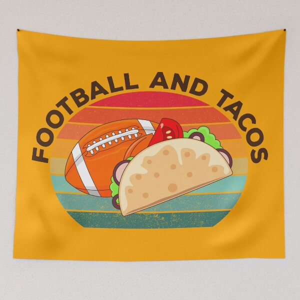 Item preview, American football and tacos lover gift, vintage dark text, football and mexican food, sports and food, taco pattern designed and sold by SGS-.