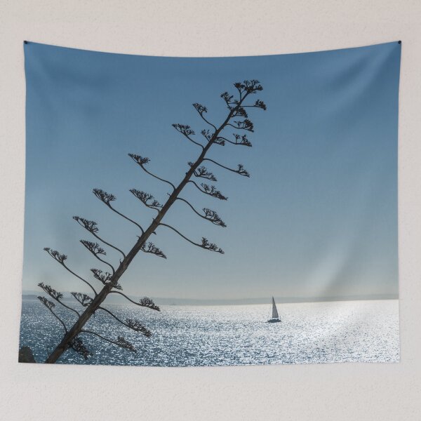 Item preview, Mediterranean Sailing Life - Agave Quiote Framing a Scintillating Seascape designed and sold by Georgia Mizuleva.