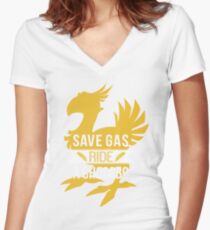 Save Gas Ride a Chocobo Women's Fitted V-Neck T-Shirt