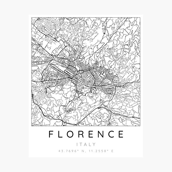 Item preview, Florence map minimalist in black and white designed and sold by DesireeVDA.