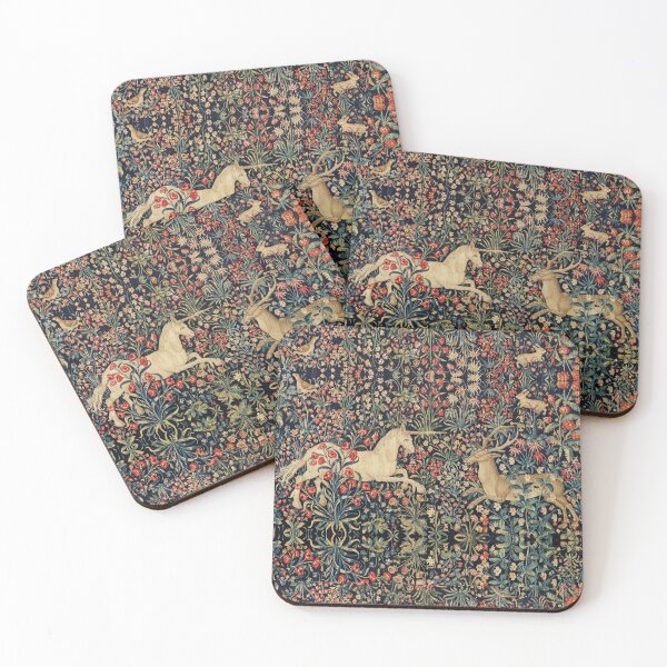 Item preview, UNICORN AND DEER AMONG FLOWERS, FOREST ANIMALS FLEMISH FLORAL designed and sold by BulganLumini.