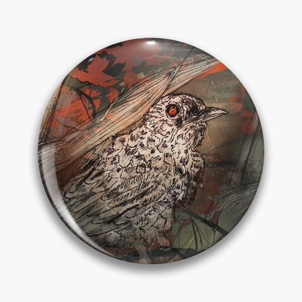 Item preview, Fire bird songbird perched in a flaming field designed and sold by sandpaperdaisy.