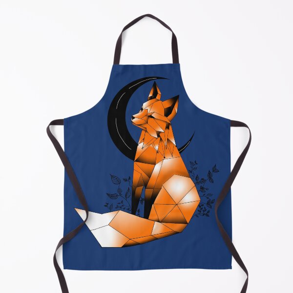 Item preview, Geometric Fox with crescent Moon and leaves Navy Blue background designed and sold by DemonicGloom.