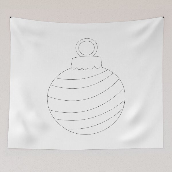 Item preview, COLOUR ME! Happy Christmas Stripey Bauble, black and white, colouring page style, colour your own Christmas card, sticker, t-shirt, bag, art print, notebook cover! Great gift for kids! designed and sold by Susan Marie Williams.