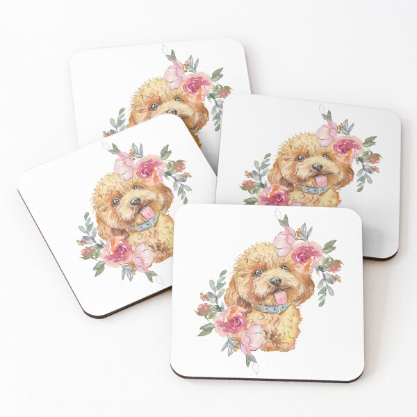Item preview, Cute Labradoodle Puppy Dog with Flowers  designed and sold by adriana-holmes.